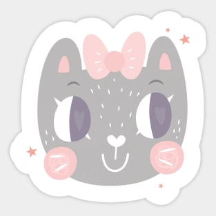 Cute Kitty Face Design Sticker